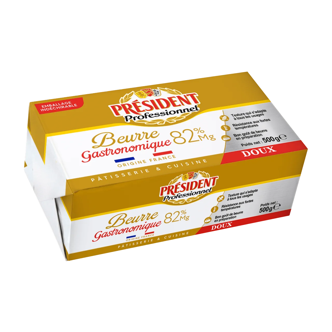 Beurre Doux Gastronomique 82% President 500G