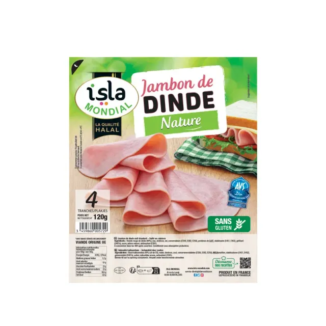 Jambon de dinde 4 tranches 120g AVS