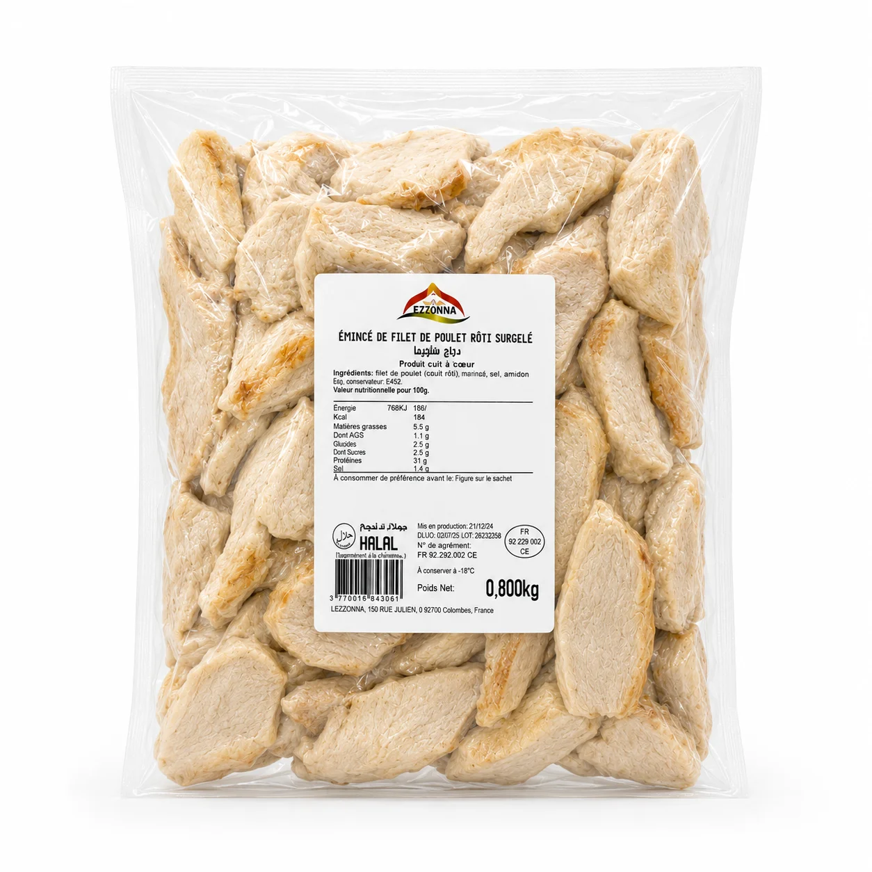 Emince poulet nature 800g - Emana certifié