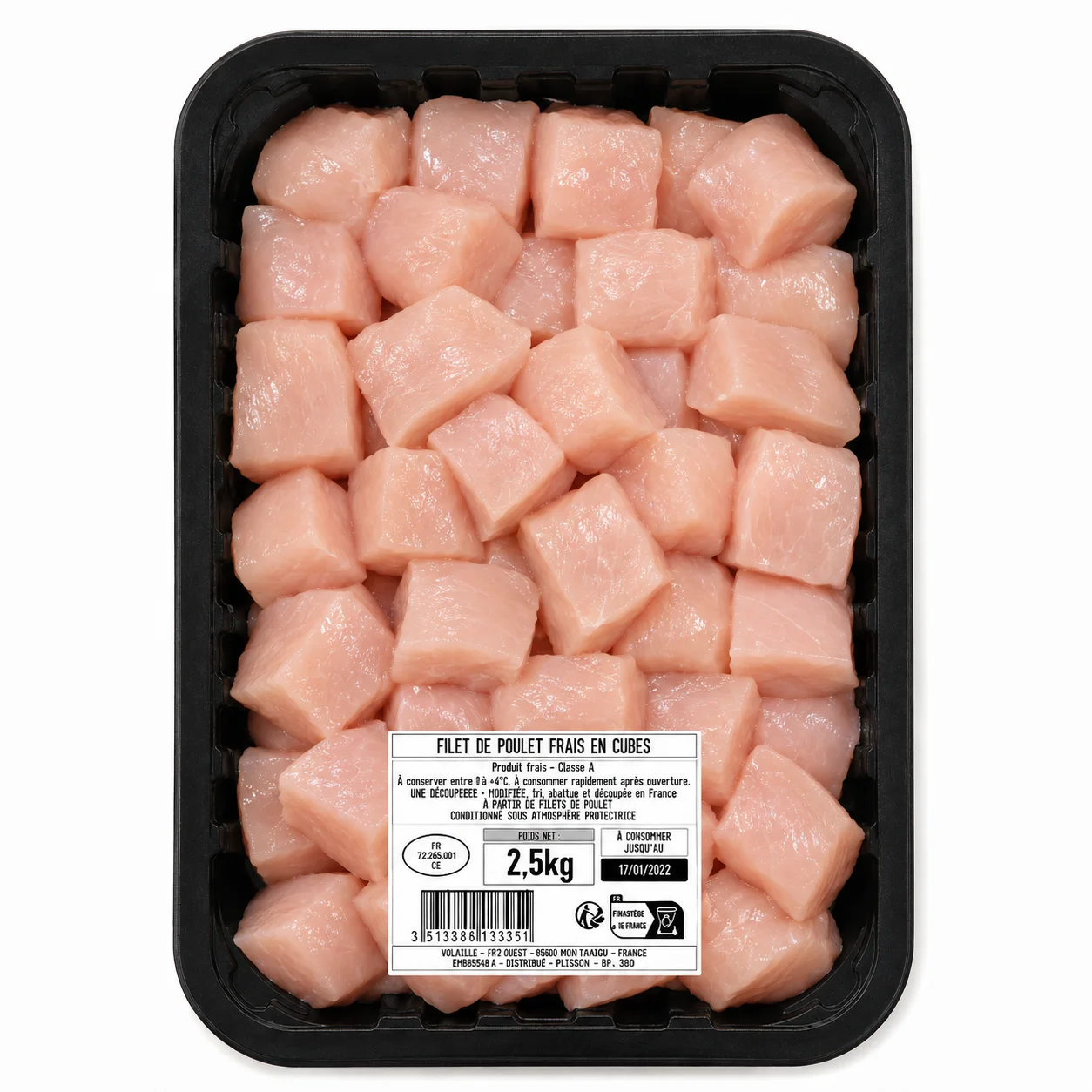 Filet De Poulet Frais Cube 2.5Kg